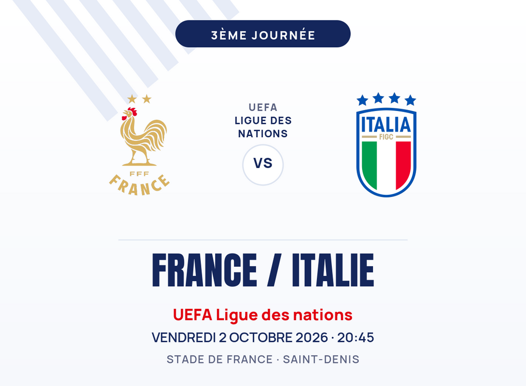 Affiche France vs Italie Ligue des Nations 2026